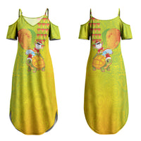 Hawaiian Mango Mele Kalikimaka Couples Matching Summer Maxi Dress and Hawaiian Shirt Santa Claus Surfing with Turtle Mango Christmas