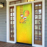 Hawaiian Mango Mele Kalikimaka Door Cover Santa Claus Surfing with Turtle Mango Christmas