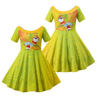 Hawaiian Mango Mele Kalikimaka Family Matching Long Sleeve Bodycon Dress and Hawaiian Shirt Santa Claus Surfing with Turtle Mango Christmas