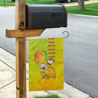 Hawaiian Mango Mele Kalikimaka Garden Flag Santa Claus Surfing with Turtle Mango Christmas