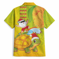 Hawaiian Mango Mele Kalikimaka Hawaiian Shirt Santa Claus Surfing with Turtle Mango Christmas
