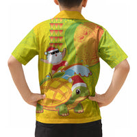 Hawaiian Mango Mele Kalikimaka Hawaiian Shirt Santa Claus Surfing with Turtle Mango Christmas