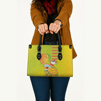 Hawaiian Mango Mele Kalikimaka Leather Bag Santa Claus Surfing with Turtle Mango Christmas