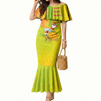 Hawaiian Mango Mele Kalikimaka Mermaid Dress Santa Claus Surfing with Turtle Mango Christmas