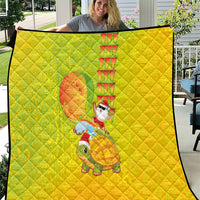 Hawaiian Mango Mele Kalikimaka Quilt Santa Claus Surfing with Turtle Mango Christmas