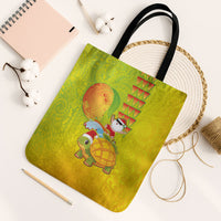 Hawaiian Mango Mele Kalikimaka Tote Bag Santa Claus Surfing with Turtle Mango Christmas