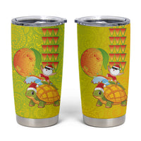 Hawaiian Mango Mele Kalikimaka Tumbler Cup Santa Claus Surfing with Turtle Mango Christmas