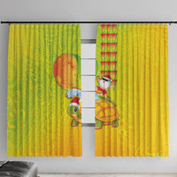 Hawaiian Mango Mele Kalikimaka Window Curtain Santa Claus Surfing with Turtle Mango Christmas
