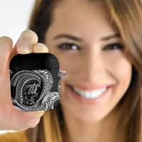 Hawaiian Turtle and Shark AirPods Case Kakau Tribal with Polynesian Pattern Black Color