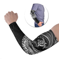 Hawaiian Turtle and Shark Arm Sleeves Kakau Tribal with Polynesian Pattern Black Color