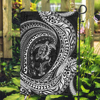 Hawaiian Turtle and Shark Garden Flag Kakau Tribal with Polynesian Pattern Black Color