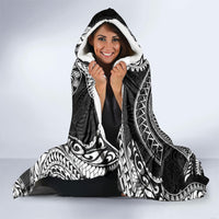 Hawaiian Turtle and Shark Hooded Blanket Kakau Tribal with Polynesian Pattern Black Color