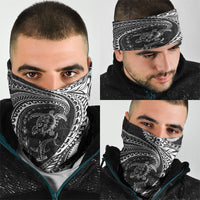 Hawaiian Turtle and Shark Neck Gaiter Kakau Tribal with Polynesian Pattern Black Color