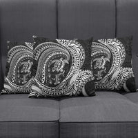 Hawaiian Turtle and Shark Pillow Cover Kakau Tribal with Polynesian Pattern Black Color
