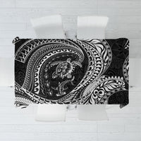 Hawaiian Turtle and Shark Tablecloth Kakau Tribal with Polynesian Pattern Black Color