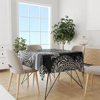 Hawaiian Turtle and Shark Tablecloth Kakau Tribal with Polynesian Pattern Black Color