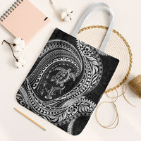 Hawaiian Turtle and Shark Tote Bag Kakau Tribal with Polynesian Pattern Black Color