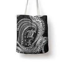 Hawaiian Turtle and Shark Tote Bag Kakau Tribal with Polynesian Pattern Black Color