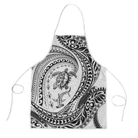 Hawaiian Turtle and Shark Apron Kakau Tribal with Polynesian Pattern White Color