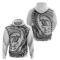 Hawaiian Turtle and Shark Hoodie Kakau Tribal with Polynesian Pattern White Color