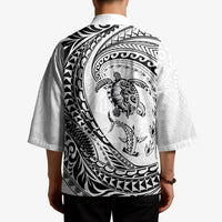 Hawaiian Turtle and Shark Kimono Kakau Tribal with Polynesian Pattern White Color