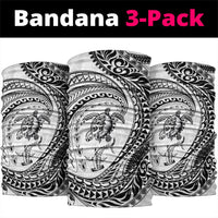 Hawaiian Turtle and Shark Neck Gaiter Kakau Tribal with Polynesian Pattern White Color