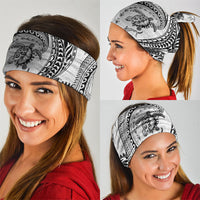 Hawaiian Turtle and Shark Neck Gaiter Kakau Tribal with Polynesian Pattern White Color