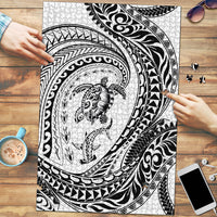 Hawaiian Turtle and Shark Puzzle Kakau Tribal with Polynesian Pattern White Color
