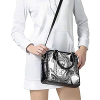 Hawaiian Turtle and Shark Shoulder Handbag Kakau Tribal with Polynesian Pattern White Color