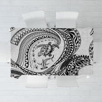 Hawaiian Turtle and Shark Tablecloth Kakau Tribal with Polynesian Pattern White Color