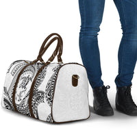 Hawaiian Turtle and Shark Travel Bag Kakau Tribal with Polynesian Pattern White Color