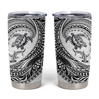 Hawaiian Turtle and Shark Tumbler Cup Kakau Tribal with Polynesian Pattern White Color