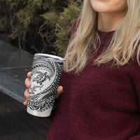 Hawaiian Turtle and Shark Tumbler Cup Kakau Tribal with Polynesian Pattern White Color