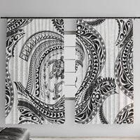 Hawaiian Turtle and Shark Window Curtain Kakau Tribal with Polynesian Pattern White Color