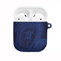 Hawaiian Turtle and Shark AirPods Case Kakau Tribal with Polynesian Pattern Blue Color