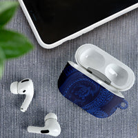 Hawaiian Turtle and Shark AirPods Case Kakau Tribal with Polynesian Pattern Blue Color