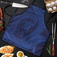 Hawaiian Turtle and Shark Apron Kakau Tribal with Polynesian Pattern Blue Color