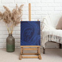 Hawaiian Turtle and Shark Canvas Wall Art Kakau Tribal with Polynesian Pattern Blue Color