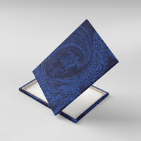 Hawaiian Turtle and Shark Canvas Wall Art Kakau Tribal with Polynesian Pattern Blue Color