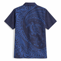 Hawaiian Turtle and Shark Hawaiian Shirt Kakau Tribal with Polynesian Pattern Blue Color