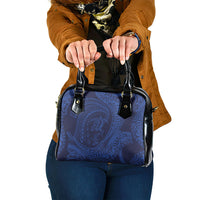 Hawaiian Turtle and Shark Shoulder Handbag Kakau Tribal with Polynesian Pattern Blue Color