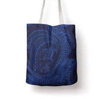 Hawaiian Turtle and Shark Tote Bag Kakau Tribal with Polynesian Pattern Blue Color