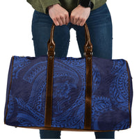 Hawaiian Turtle and Shark Travel Bag Kakau Tribal with Polynesian Pattern Blue Color