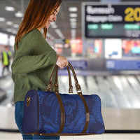 Hawaiian Turtle and Shark Travel Bag Kakau Tribal with Polynesian Pattern Blue Color