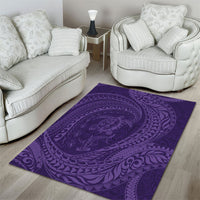 Hawaiian Turtle and Shark Area Rug Kakau Tribal with Polynesian Pattern Purple Color