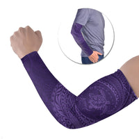 Hawaiian Turtle and Shark Arm Sleeves Kakau Tribal with Polynesian Pattern Purple Color