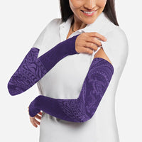 Hawaiian Turtle and Shark Arm Sleeves Kakau Tribal with Polynesian Pattern Purple Color