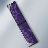 Hawaiian Turtle and Shark Auto Sun Shade Kakau Tribal with Polynesian Pattern Purple Color