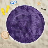 Hawaiian Turtle and Shark Beach Blanket Kakau Tribal with Polynesian Pattern Purple Color