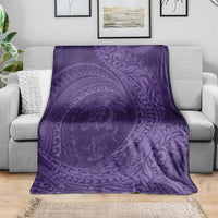 Hawaiian Turtle and Shark Blanket Kakau Tribal with Polynesian Pattern Purple Color